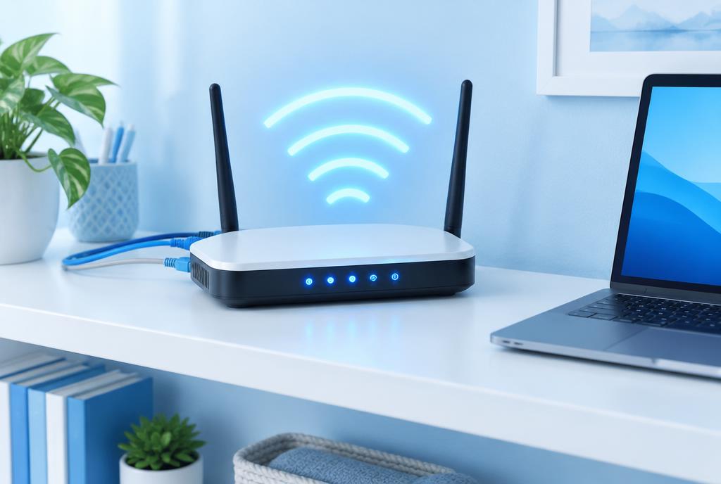 جهاز راوتر لاسلكي عام مع إشارات Wi-Fi